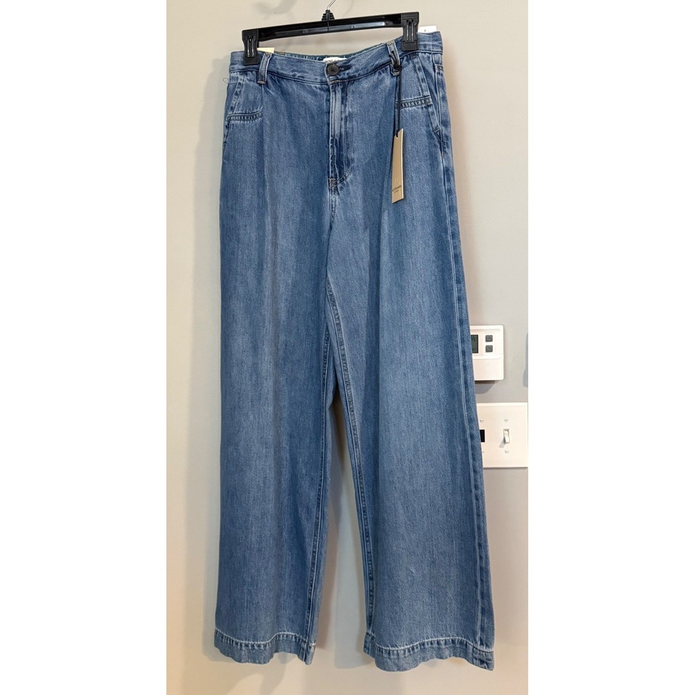 Scotch Soda Amsterdam Front Pleats Wide Leg Jean Sz 6 High Waist Pockets Stretch
